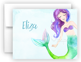 Mermaid m Thank You Cards Note Card Stationery •  Flat or Folded Stationery Thank You Cards - Everything Nice