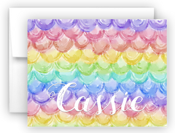 Rainbow Mermaid Scales Thank You Cards Note Card Stationery •  Flat or Folded Stationery Thank You Cards - Everything Nice