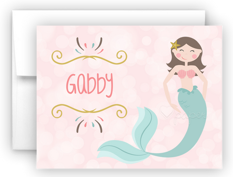 Mermaid n Thank You Cards Note Card Stationery •  Flat or Folded Stationery Thank You Cards - Everything Nice