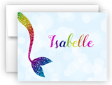 Rainbow Mermaid Tail m Thank You Cards Note Card Stationery •  Flat or Folded Stationery Thank You Cards - Everything Nice