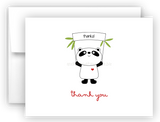 Panda Bear III Printed Thank You Cards • Folded Flat Note Card Stationery Stationery Thank You Cards - Everything Nice
