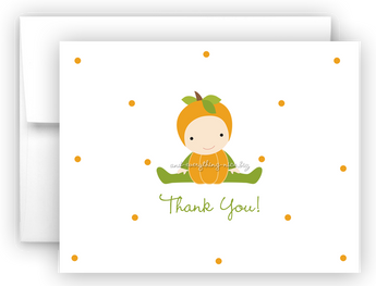 Pumpkin Baby Thank You Cards Note Card Stationery •  Flat or Folded Stationery Thank You Cards - Everything Nice