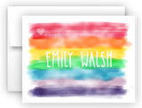 Watercolor Rainbow Stripes Thank You Cards Note Card Stationery •  Flat or Folded Stationery Thank You Cards - Everything Nice
