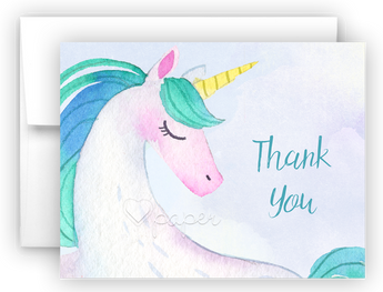 Unicorn n Thank You Cards Note Card Stationery •  Flat or Folded Stationery Thank You Cards - Everything Nice