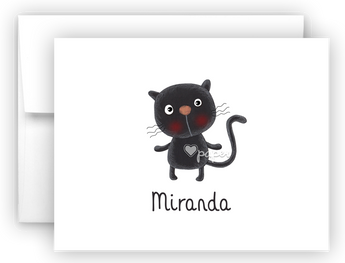 Black Cat Thank You Cards Note Card Stationery •  Flat or Folded Stationery Thank You Cards - Everything Nice