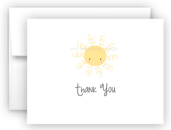 Sunshine Thank You Cards Note Card Stationery •  Flat or Folded Stationery Thank You Cards - Everything Nice