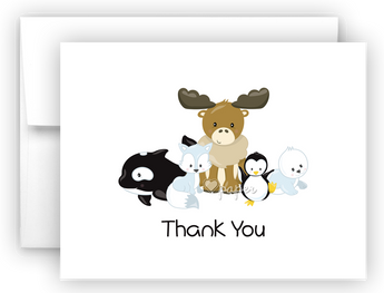 Arctic Friends Thank You Cards Note Card Stationery •  Flat or Folded Stationery Thank You Cards - Everything Nice