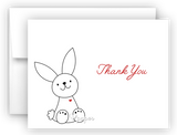 Bunny Rabbit III Thank You Cards Note Card Stationery •  Flat or Folded Stationery Thank You Cards - Everything Nice