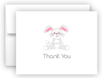 Bunny Rabbit II Thank You Cards Note Card Stationery •  Flat or Folded Stationery Thank You Cards - Everything Nice