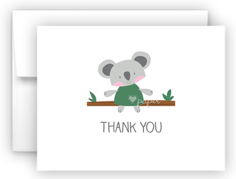 Koala Bear Thank You Cards Note Card Stationery •  Flat or Folded Stationery Thank You Cards - Everything Nice