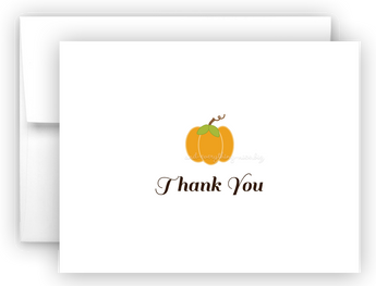 Pumpkin Thank You Cards Note Card Stationery •  Flat or Folded Stationery Thank You Cards - Everything Nice