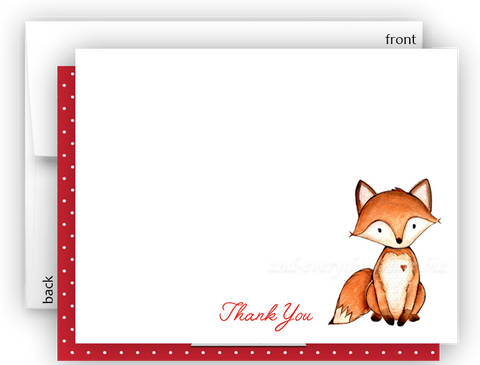 Fox g Thank You Cards Note Card Stationery •  Flat Cards Stationery Thank You Cards - Everything Nice