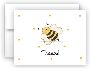 Bumble Bee II Printed Thank You Cards • Folded Flat Note Card Stationery Stationery Thank You Cards - Everything Nice