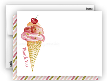 Ice Cream Thank You Cards Note Card Stationery •  Flat Cards Stationery Thank You Cards - Everything Nice