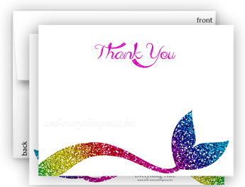 Mermaid q Thank You Cards Note Card Stationery •  Flat Cards Stationery Thank You Cards - Everything Nice