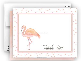 Pink Flamingo d Thank You Cards Note Card Stationery •  Flat Cards Stationery Thank You Cards - Everything Nice