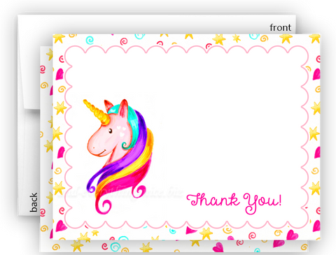 Rainbow Unicorn t Thank You Cards Note Card Stationery •  Flat Cards Stationery Thank You Cards - Everything Nice