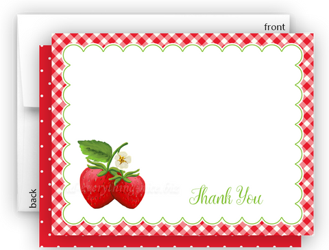 Strawberry II Thank You Cards Note Card Stationery •  Flat Cards Stationery Thank You Cards - Everything Nice
