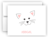 Cat Face Thank You Cards Note Card Stationery •  Flat or Folded Stationery Thank You Cards - Everything Nice
