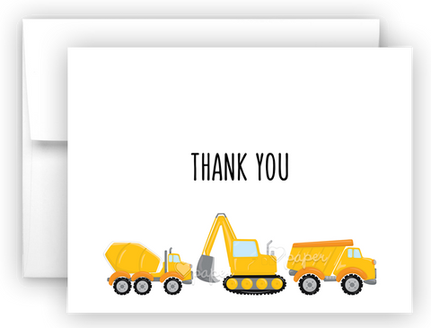 Construction Thank You Cards Note Card Stationery •  Flat or Folded Stationery Thank You Cards - Everything Nice