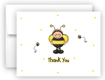 Ba-Bee Bumble Bee Printed Thank You Cards • Folded Flat Card Notecard Stationery Stationery Thank You Cards - Everything Nice