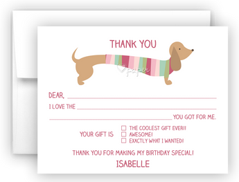 Dachshund Dog Thank You Cards Note Card Stationery •  Fill In the Blank Stationery Thank You Cards - Everything Nice
