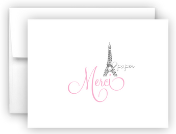 Eiffel Tower Thank You Cards Note Card Stationery •  Flat or Folded Stationery Thank You Cards - Everything Nice