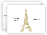 Gold Eiffel Tower Thank You Cards Note Card Stationery •  Flat or Folded Stationery Thank You Cards - Everything Nice