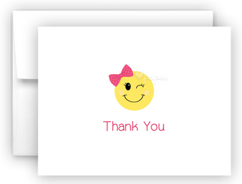 Bow Emoji Thank You Cards Note Card Stationery •  Flat or Folded Stationery Thank You Cards - Everything Nice