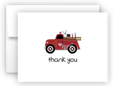 FIretruck Fire Truck Printed Thank You Cards • Folded Flat Note Card Stationery Stationery Thank You Cards - Everything Nice