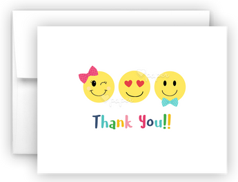 Emojis Thank You Cards Note Card Stationery •  Flat or Folded Stationery Thank You Cards - Everything Nice
