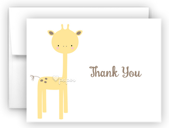 Sweet Giraffe Thank You Cards Note Card Stationery •  Flat or Folded Stationery Thank You Cards - Everything Nice