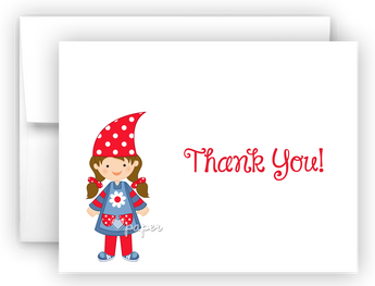 Gnome Thank You Cards Note Card Stationery •  Flat or Folded Stationery Thank You Cards - Everything Nice