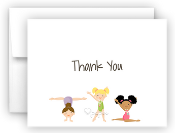 Gymnastics Thank You Cards Note Card Stationery •  Flat or Folded Stationery Thank You Cards - Everything Nice