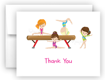 Gymnastics Thank You Cards Note Card Stationery •  Flat or Folded Stationery Thank You Cards - Everything Nice
