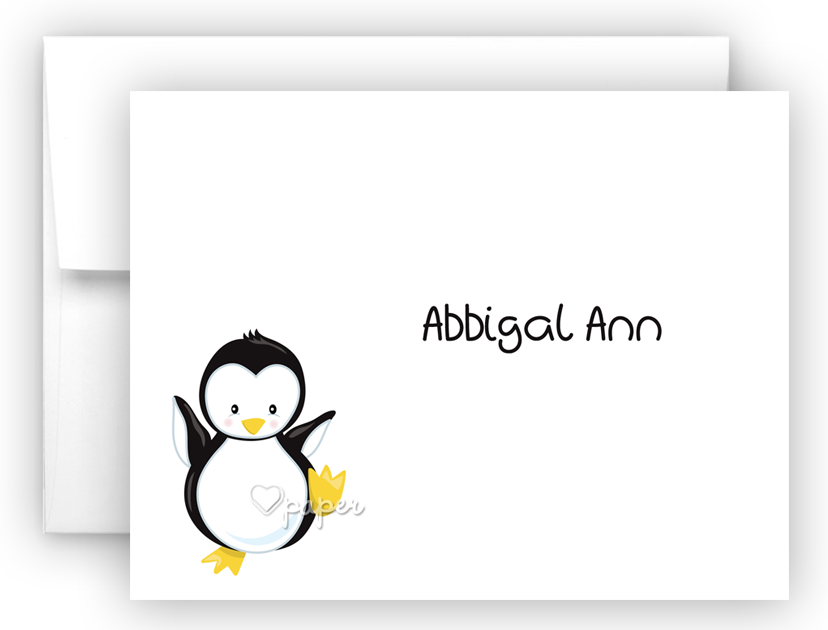 Penguin Thank You Cards Note Card Stationery •  Flat or Folded Stationery Thank You Cards - Everything Nice