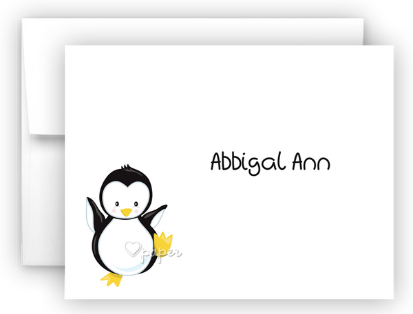 Penguin Thank You Cards Note Card Stationery •  Flat or Folded Stationery Thank You Cards - Everything Nice
