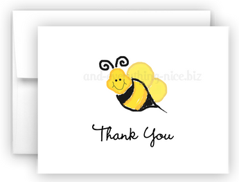 Bumble Bee III Printed Thank You Cards • Folded Flat Note Card Stationery Stationery Thank You Cards - Everything Nice