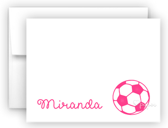 Hot Pink Soccer Ball Thank You Cards Note Card Stationery •  Flat or Folded Stationery Thank You Cards - Everything Nice