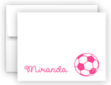 Hot Pink Soccer Ball Thank You Cards Note Card Stationery •  Flat or Folded Stationery Thank You Cards - Everything Nice