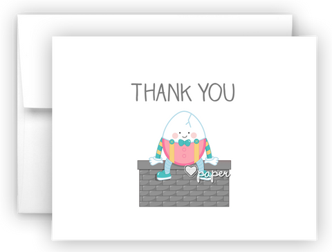 Humpty Dumpty Nursery Rhyme Printed Thank You Cards • Folded Flat Note Card Stationery Stationery Thank You Cards - Everything Nice