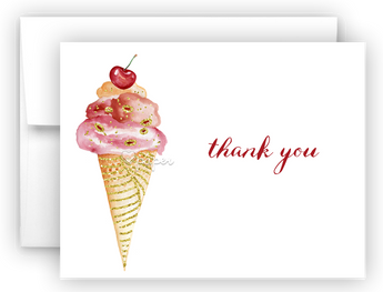 Ice Cream Thank You Cards Note Card Stationery •  Flat or Folded Stationery Thank You Cards - Everything Nice