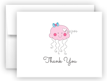 Jellyfish Thank You Cards Note Card Stationery •  Flat or Folded Stationery Thank You Cards - Everything Nice