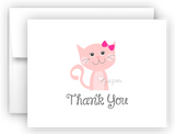 Pink Cat Thank You Cards Note Card Stationery •  Flat or Folded Stationery Thank You Cards - Everything Nice