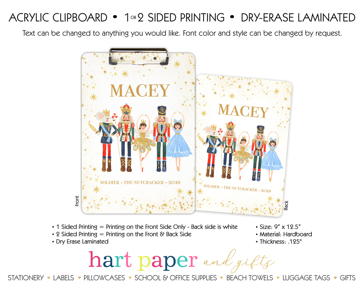 Nutcracker with Role & Show Personalized Clipboard School & Office Supplies - Everything Nice