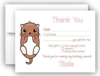 Otter Thank You Cards Note Card Stationery •  Fill In the Blank Stationery Thank You Cards - Everything Nice