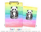 Rainbow Panda Bear Personalized Clipboard School & Office Supplies - Everything Nice