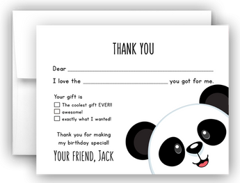 Panda Bear Thank You Cards Note Card Stationery •  Fill In the Blank Stationery Thank You Cards - Everything Nice