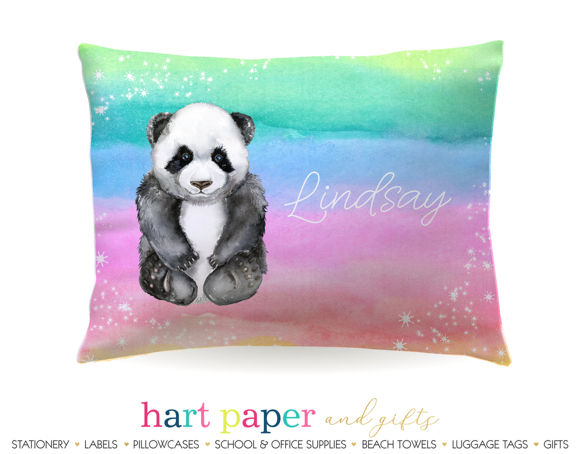 Rainbow Panda Bear Personalized Pillowcase Pillowcases - Everything Nice