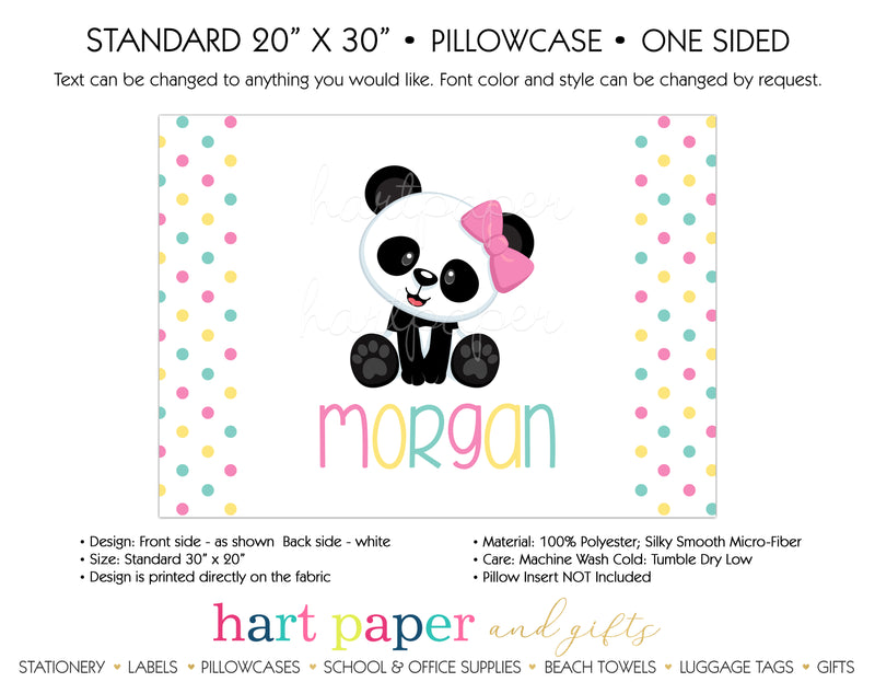 Polka Dot Panda Bear Personalized Pillowcase Pillowcases - Everything Nice